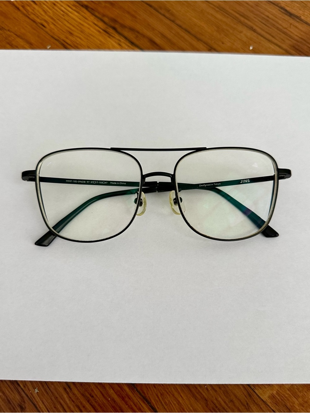 Jins Matte Black Metal Aviator Glasses 57-17-150